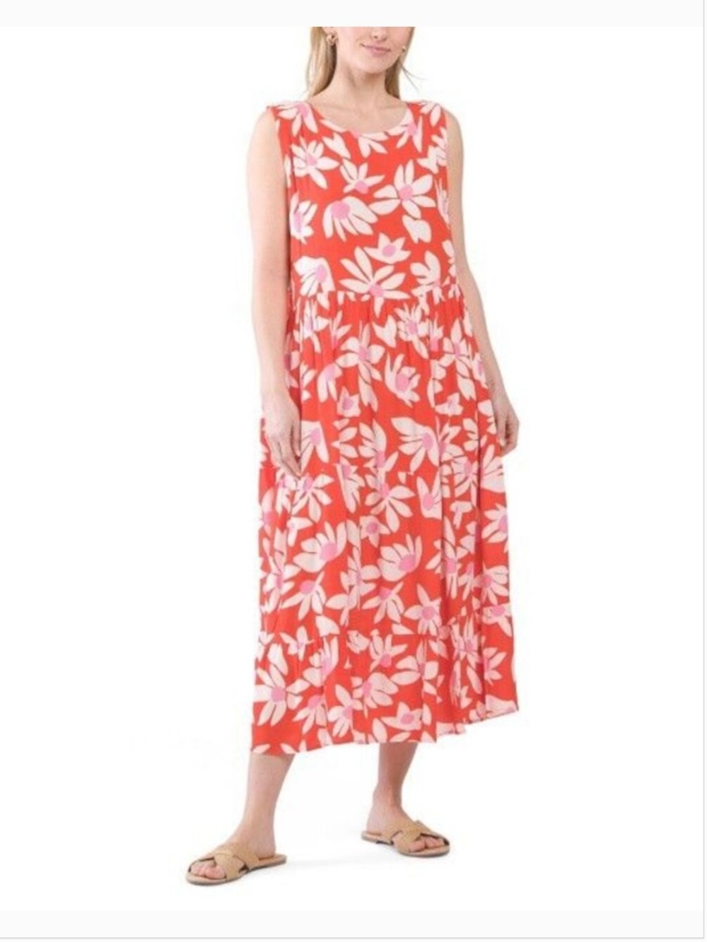 Mister Zimi Olivia Red White Daisy Midi Sleeveless Dress AU 10/US 6